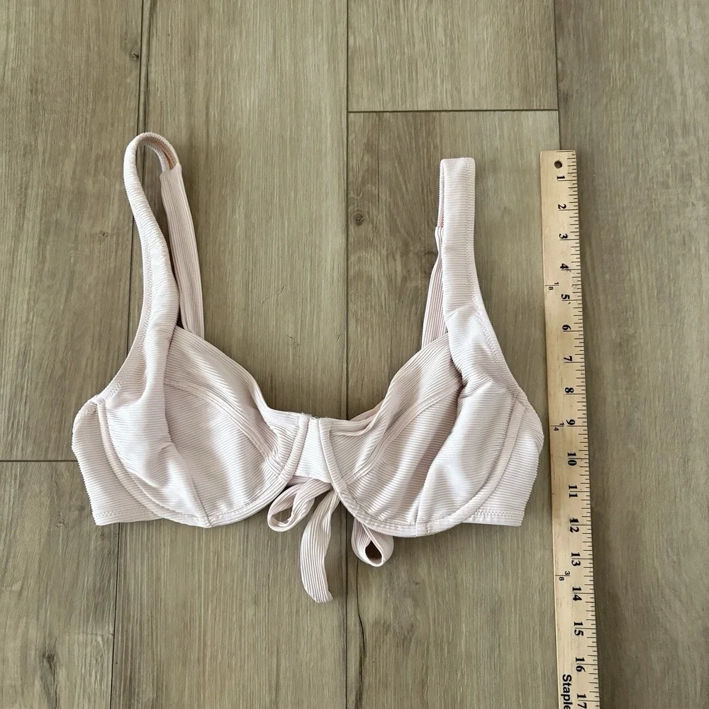 J. Crew Bikini Top 38D Baby Pink Ribbed Cross-Back Underwire BE810